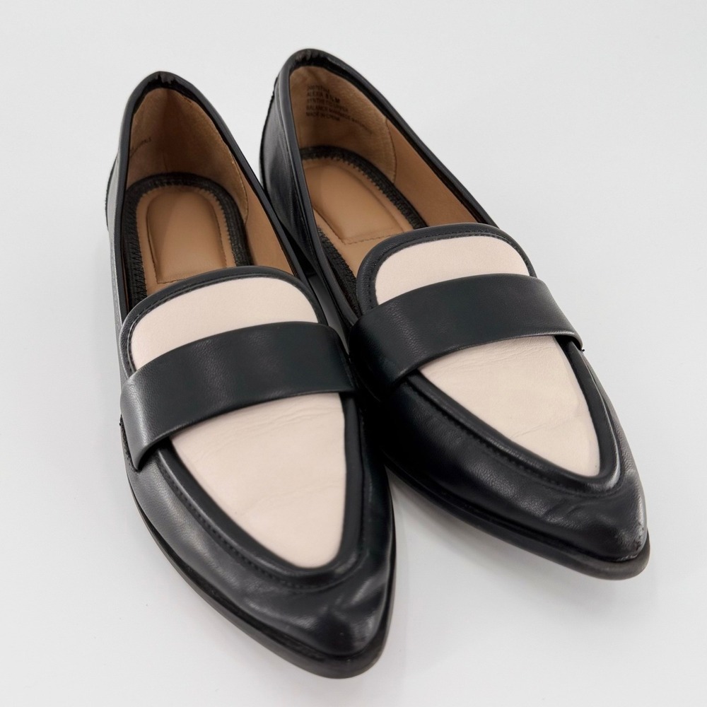 KELLY & KATIE Alexia Black Cream Pointed Toe Color Block Loafers Size 8.5 M